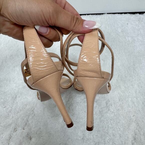 Stuart Weitzman Lexi Patent Leather Blush Heel Sandal Size 6 - Picture 11 of 13